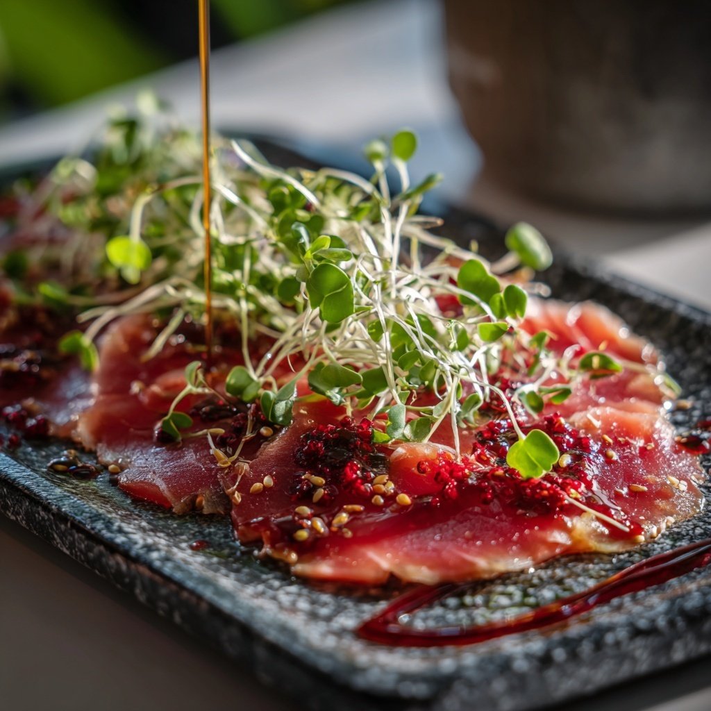 Carpaccio mit Himbeerdressing