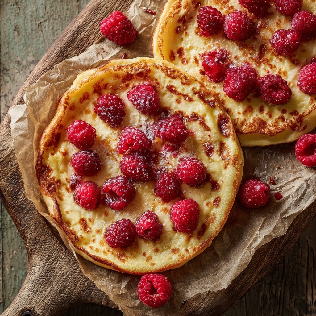 Pfannkuchen mit Himbeeren
