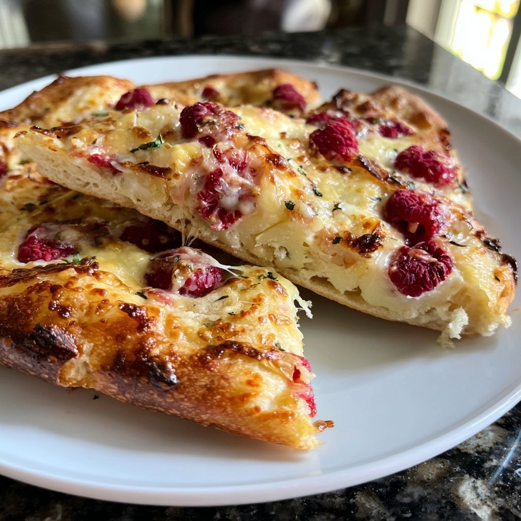 Flammkuchen mit Himbeeren und Brie