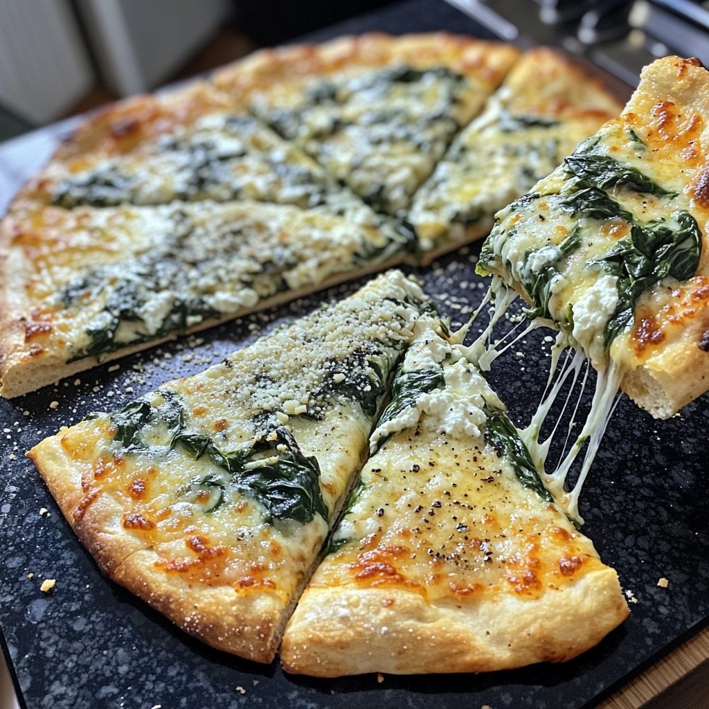 Pizza mit Spinat und Ricotta