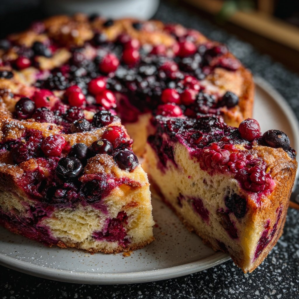 Käsekuchen mit Beerenmarmor