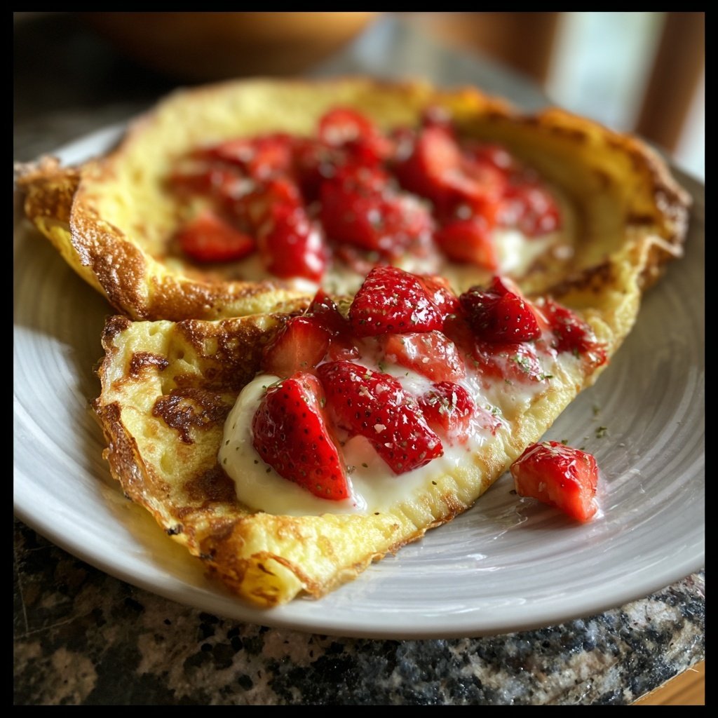 Pfannkuchen mit Quark und Erdbeeren