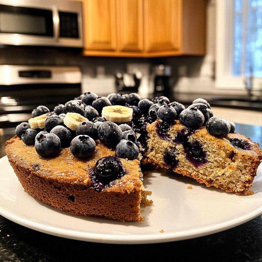 Bananenkuchen mit Blaubeeren