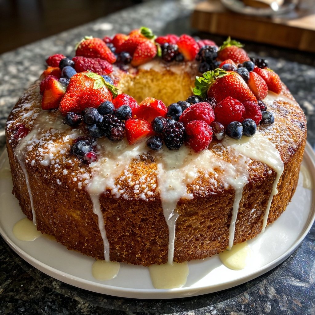 Zitronenkuchen mit Beeren