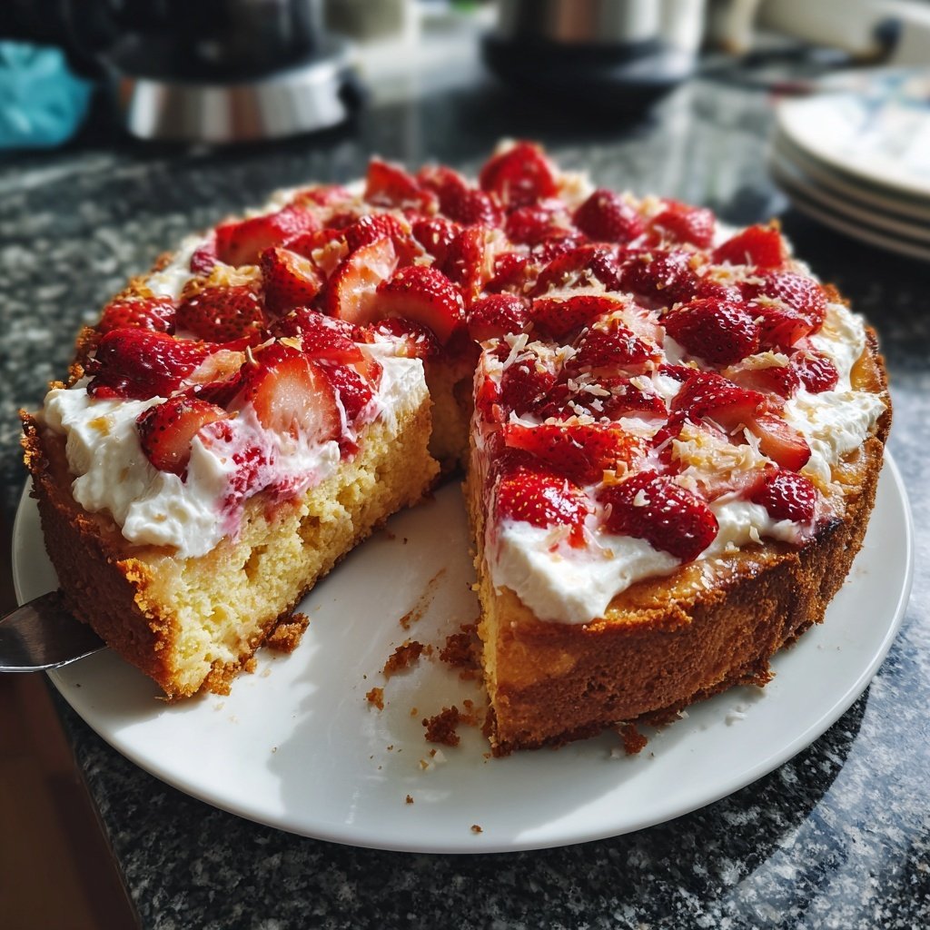 Erdbeerkuchen mit Kokoscreme